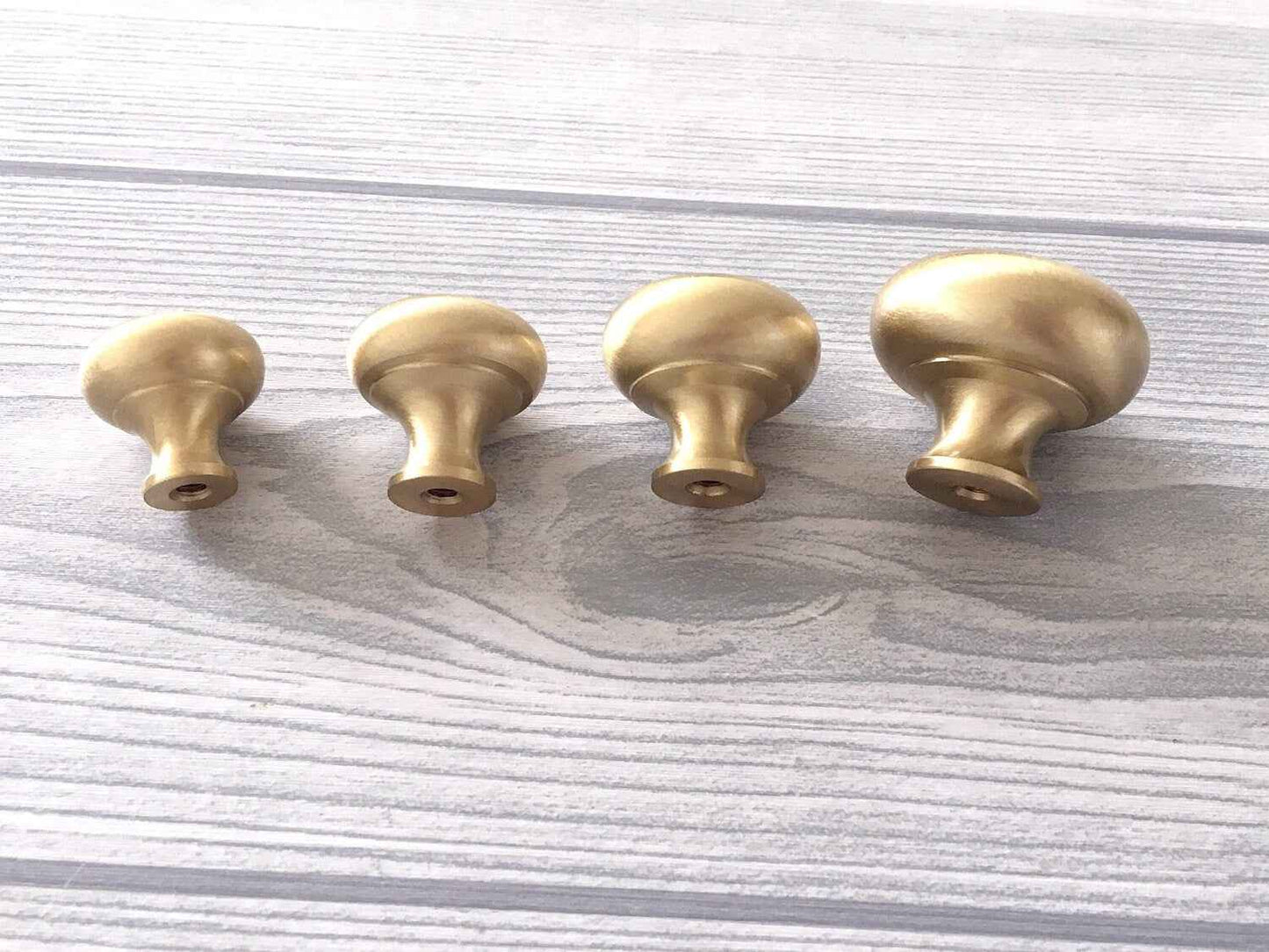 Brushed Brass Round Drawer Knobs - Solid Brass Cabinet Pulls