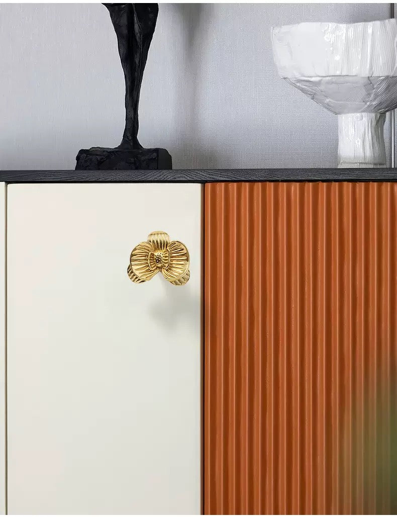 Brass Floral Drawer Knobs Kitchen Cabinet Pulls Hardware Mid Century Modern