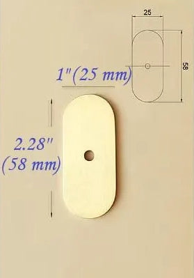 Brass Oval Backplate for Drawer Knobs Cabinet Pulls Brushed Gold Lynns Hardware 58 mm