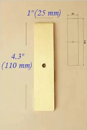 Brass Rectangle Backplate for Drawer Knobs Cabinet Pulls Brushed Gold Lynns Hardware 110 mm