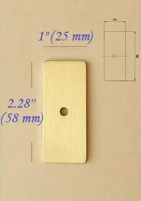 Brass Rectangle Backplate for Drawer Knobs Cabinet Pulls Brushed Gold Lynns Hardware 58 mm