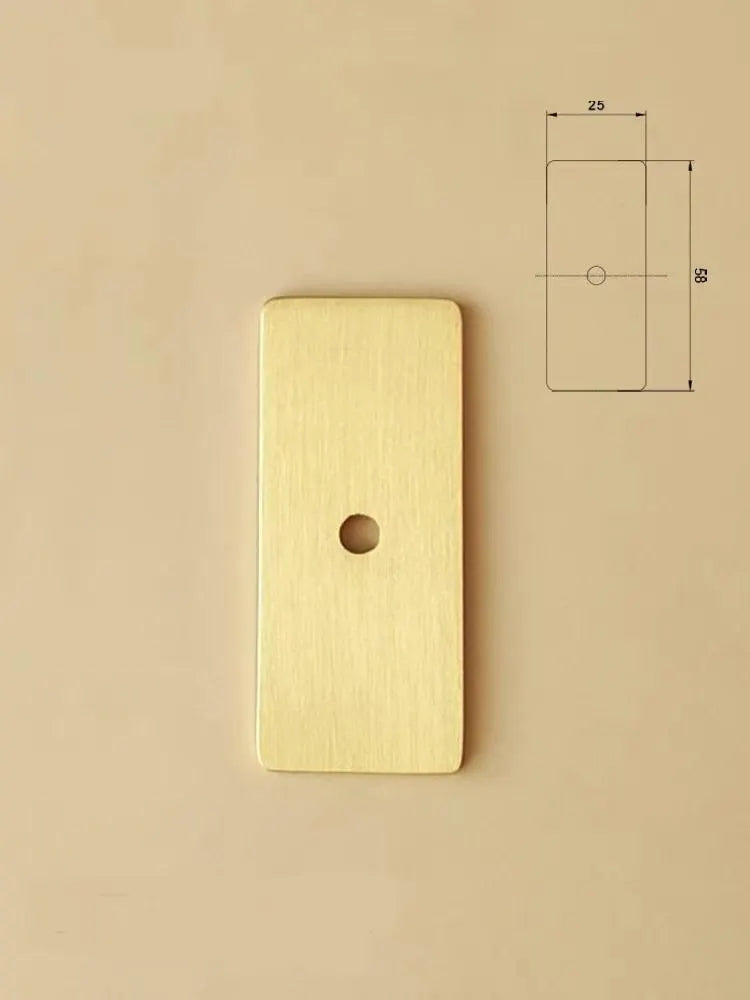 Brass Rectangle Backplates for Drawer Knobs Cabinet Pulls Brushed Gold Lynns Hardware 58 mm