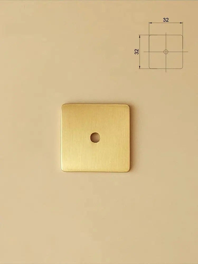 Brass Square Backplates for Drawer Knobs Cabinet Pulls Brushed Gold Lynns Hardware 32 mm