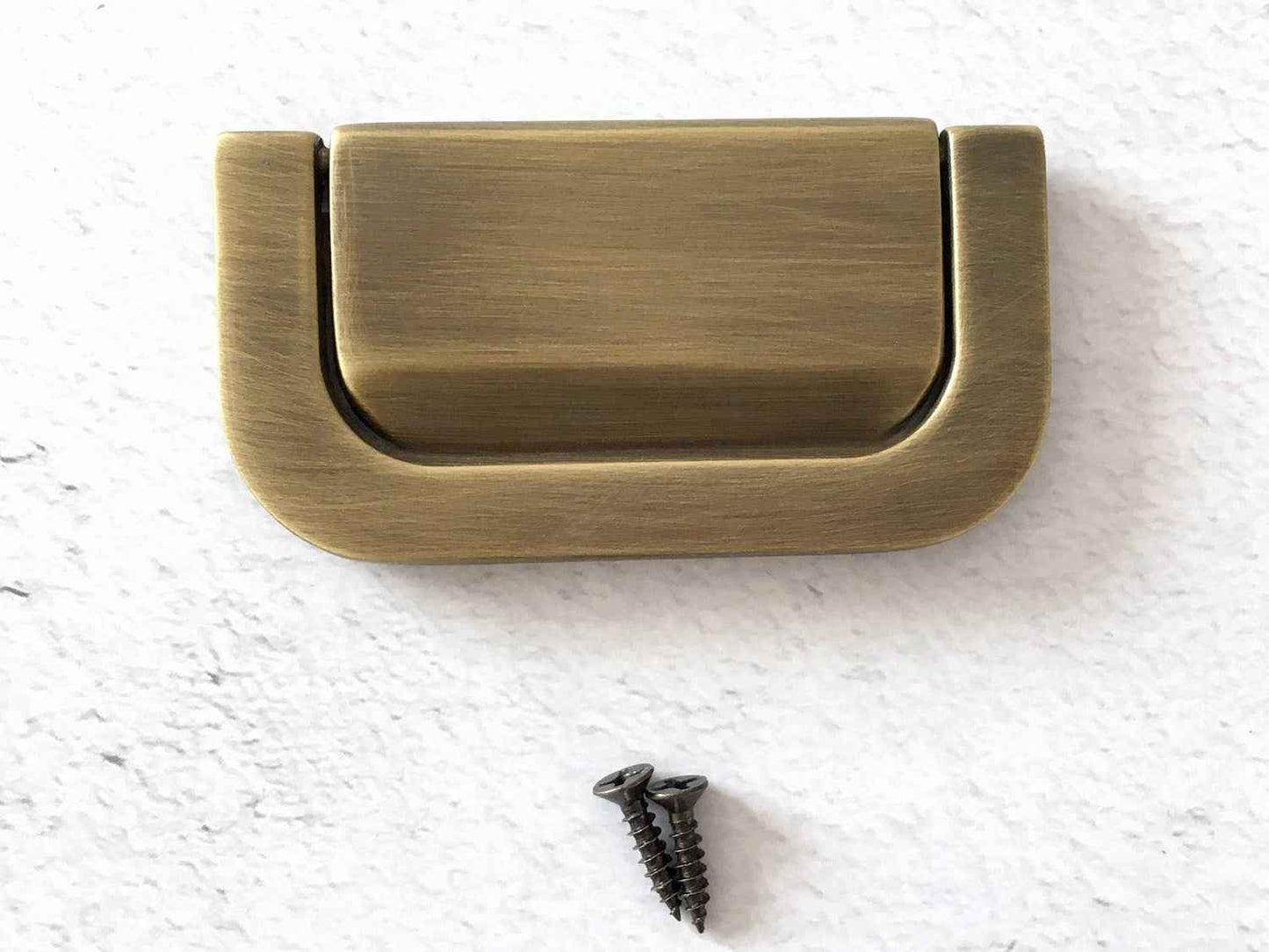 Folding Rectangular Brass Drawer Pull, Front Screw, Brushed Bronze/Brass