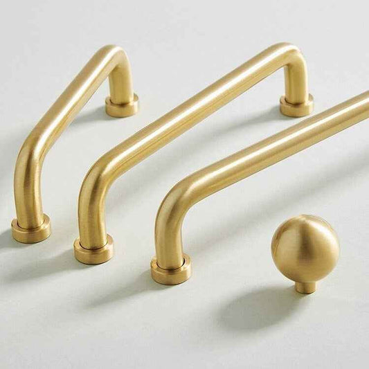 Brushed Brass Cabinet D Pulls & Drawer Ball Knobs