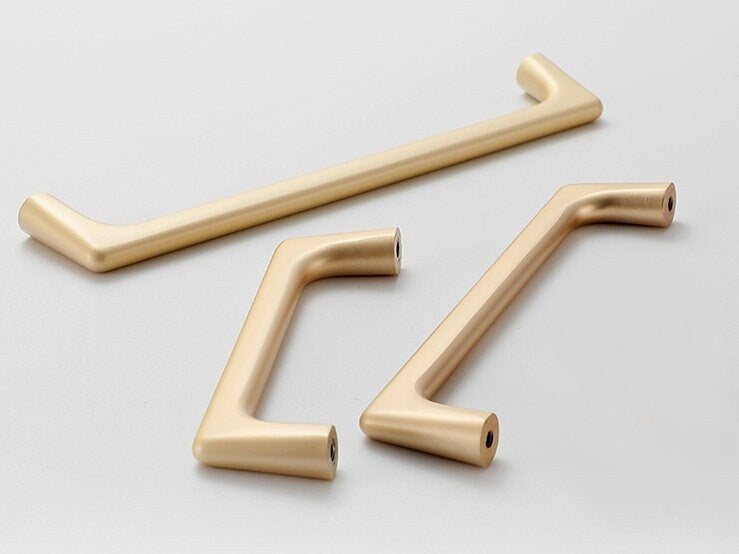 Brushed Gold Cabinet Pulls Hardware Drawer HandlesMid Century Kitchen Knobs