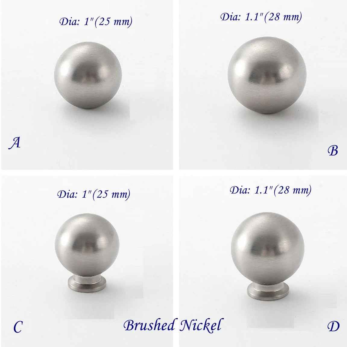 Solid Brass Globed Cabinet Knobs - 7 Finishes