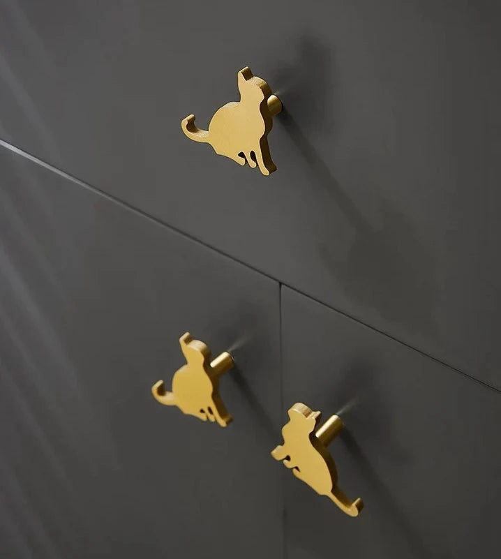 Katzenknöpfe Messing Gold Schubladengriff Schrankknopf Face to Face