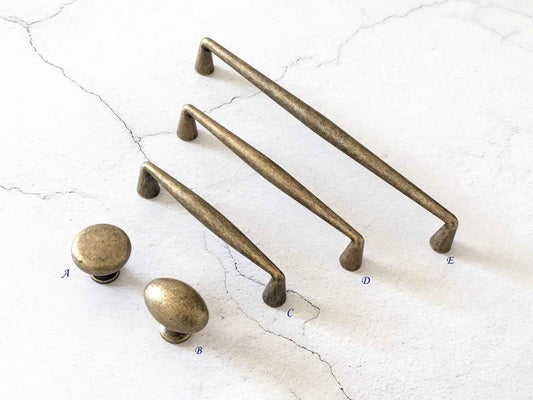 96 128 192 mm Antique Bronze Cabinet D Pulls & Egg Knob for Rustic Kitchen Decor