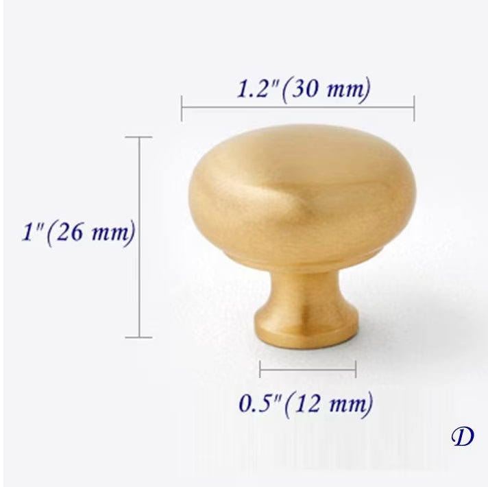 cabinet knobs brushed brass 30 mm