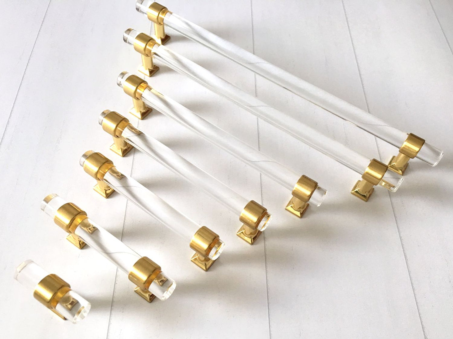 Cabinet Pulls Hardware Brushed Gold Acrylic Kitchen Handles Dresser Drawer Knobs