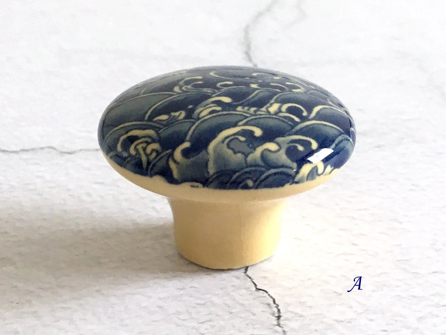 Poignées de tiroir en porcelaine bleue et blanche de 7,6 cm, 9,5 cm, 12,7 cm, style oriental, style chinois
