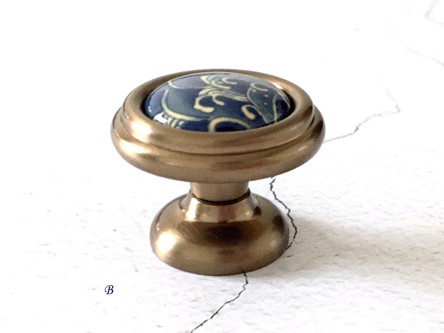 Poignées de tiroir en porcelaine bleue et blanche de 7,6 cm, 9,5 cm, 12,7 cm, style oriental, style chinois