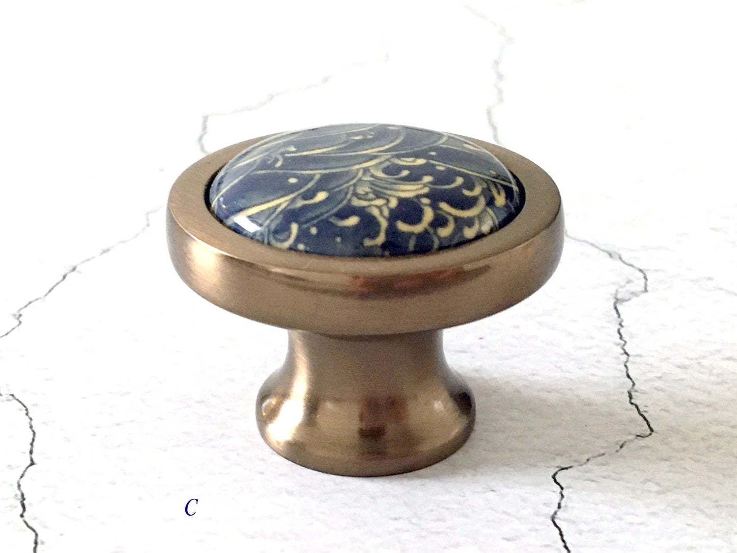 Poignées de tiroir en porcelaine bleue et blanche de 7,6 cm, 9,5 cm, 12,7 cm, style oriental, style chinois