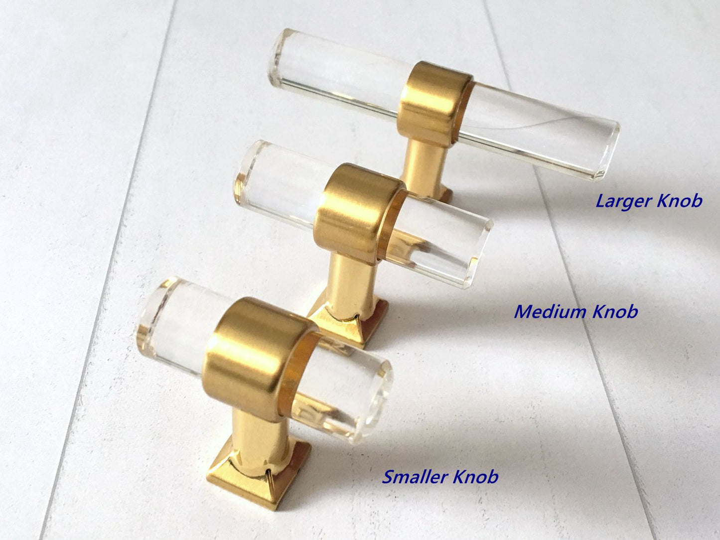Drawer Pulls Lucite Brushed Gold Hardware Kitchen Cabinet Knob Dresser Knobs