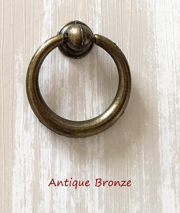 Drop Ring Drawer Pull Antique bronze 40 mm