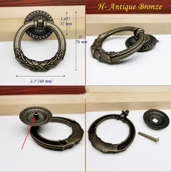 Drop Ring Drawer Pull Handles Dresser Hardware Vintage Style