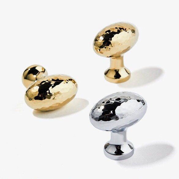 Gehämmerte Eierknöpfe Massiv Messing Schubladengriffe Minimalistisch Modern Schrankknopf Poliert Gold Silber