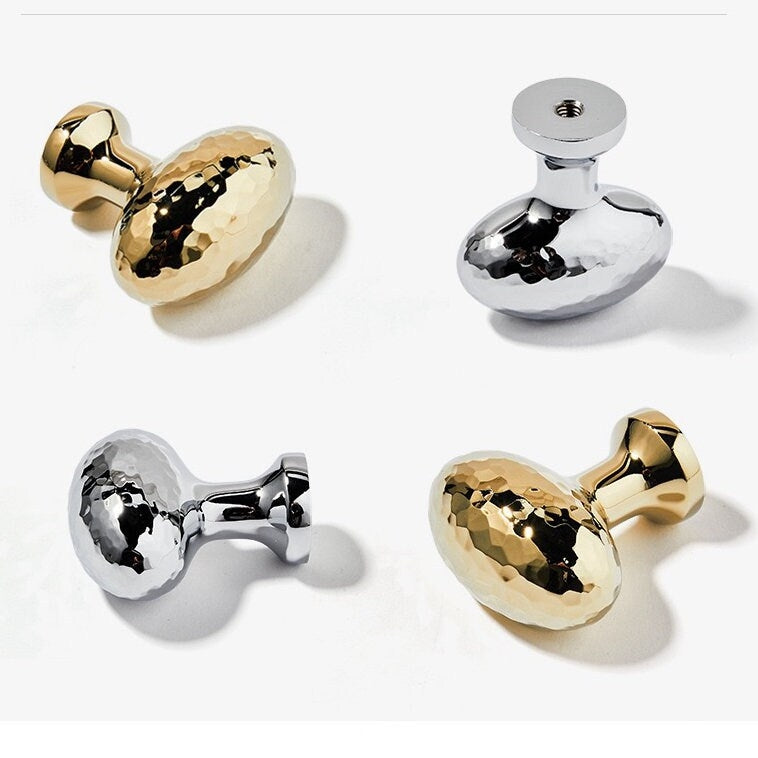 Gehämmerte Eierknöpfe Massiv Messing Schubladengriffe Minimalistisch Modern Schrankknopf Poliert Gold Silber