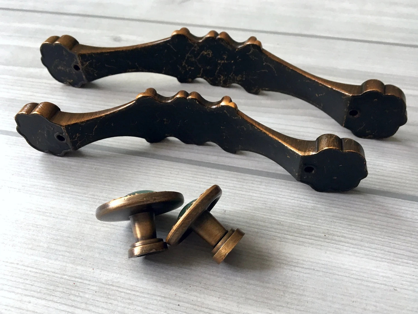 Poignées de tiroir en laiton antique pour armoires vertes, quincaillerie de cuisine