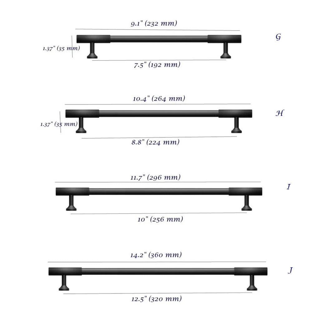 Fluted Cabinet Handles Drawer Pull Black Hardware