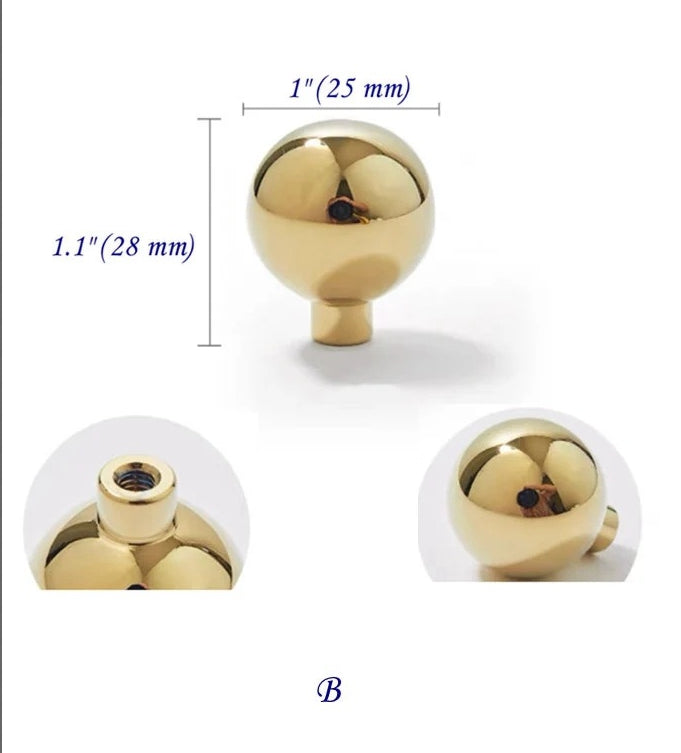 Gold Bulb Drawer Knobs Pulls Polished Brass Kitchen Cabinet Hardware Handles