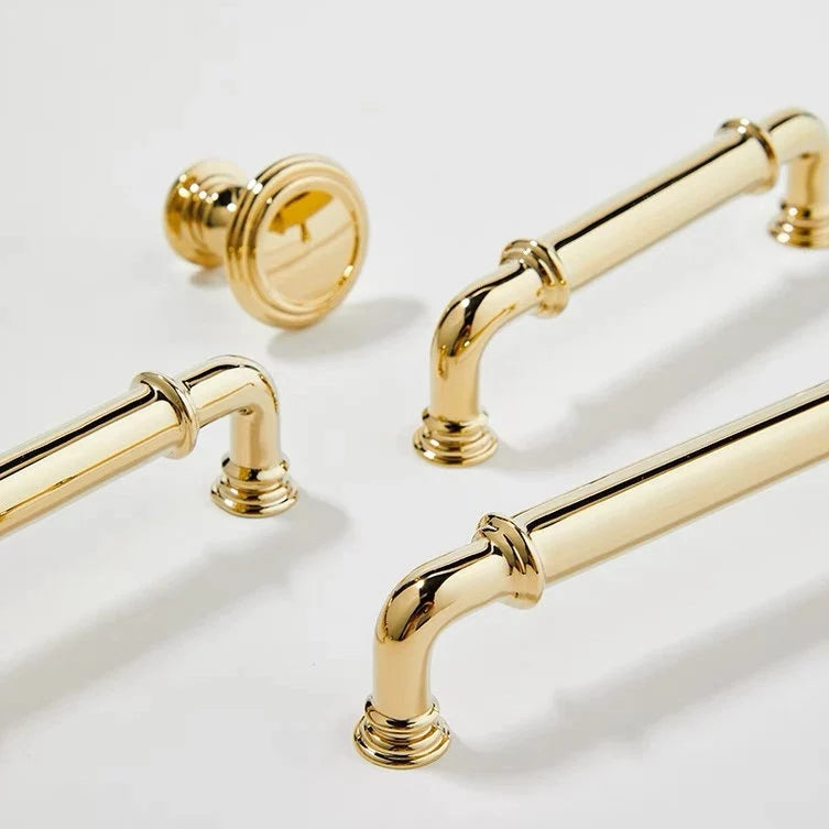 Gold Cabinet Knobs Pulls Polished Brass Shiny Kitchen Hardware Dresser Drawer Pull