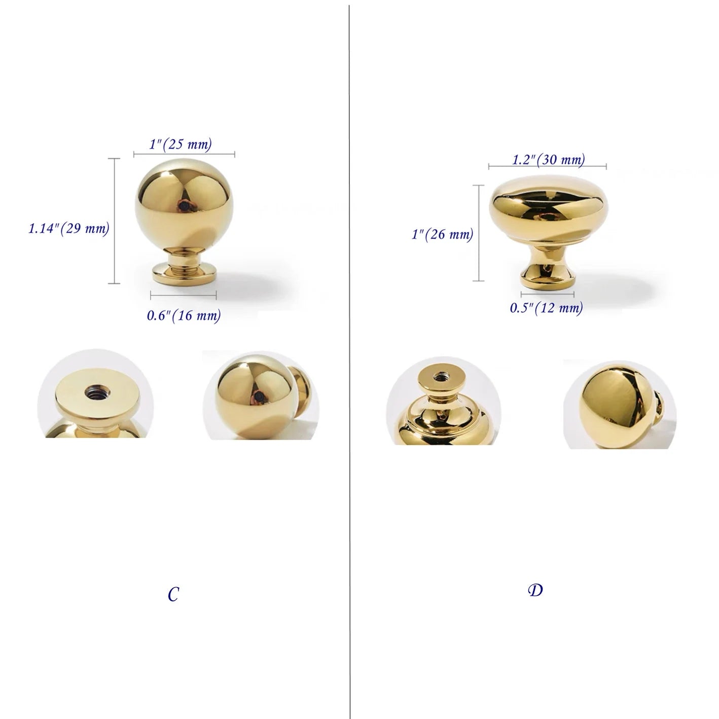Gold Cabinet Pull Handles Polished Brass Shiny Kitchen Hardware Drawer Pull