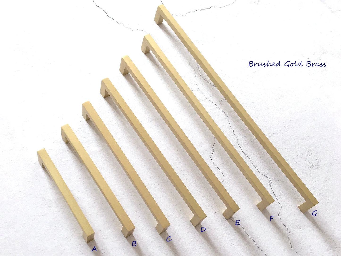 gold cabinet handles slim Square MCM kitchen hardware