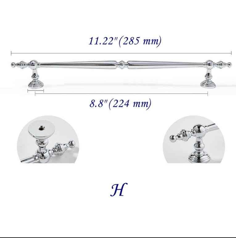 Brass Cabinet Pull Handles, Polished Chrome, Contemporary Kitchen Hardware