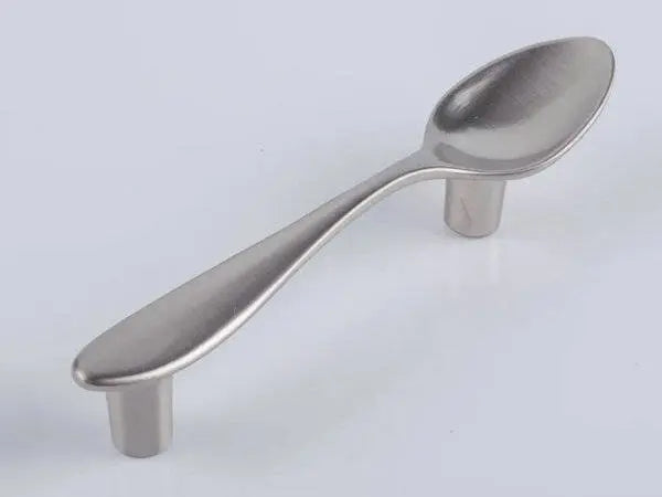 brushed nickel spoon kitchen handle with 3-inch centers