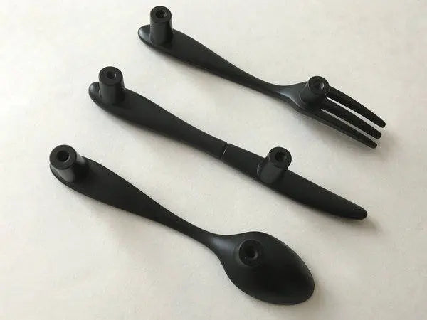 Set of black metal cutlery kitchen pulls