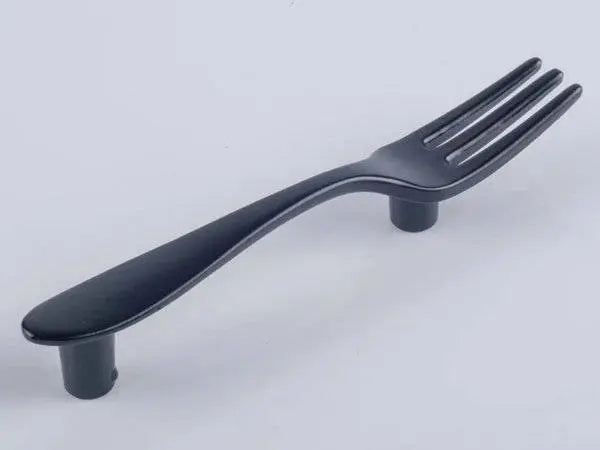 matte black fork drawer handle with 76 mm hole spacing