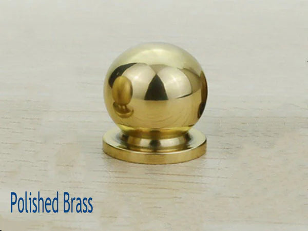 Polished brass ball knob with round wide base