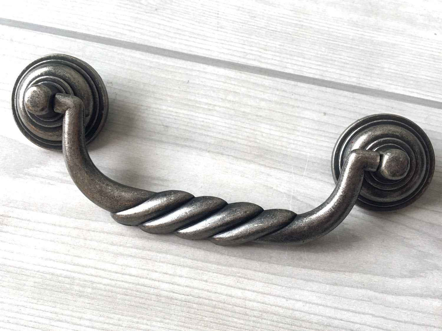 Antique Pewter Swing Bail Drawer Pull - 4 1/2" 4.5 Inch