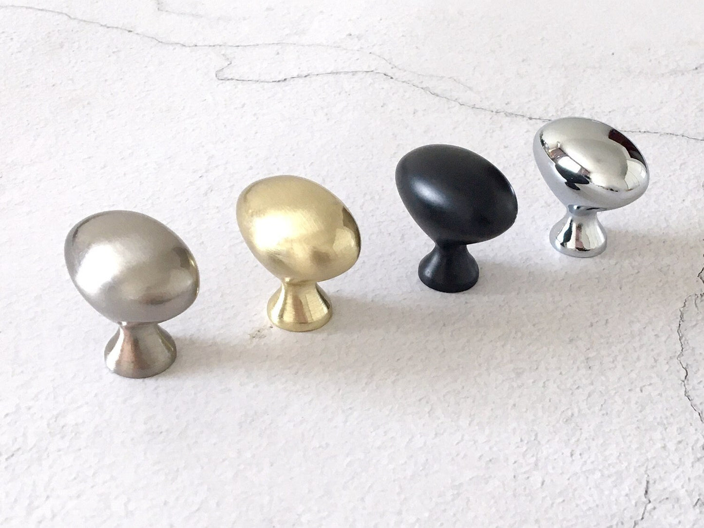 Egg Knob Cabinet Drawer Pull Oval Lynns Hardware Gold Nickel Black Chrome