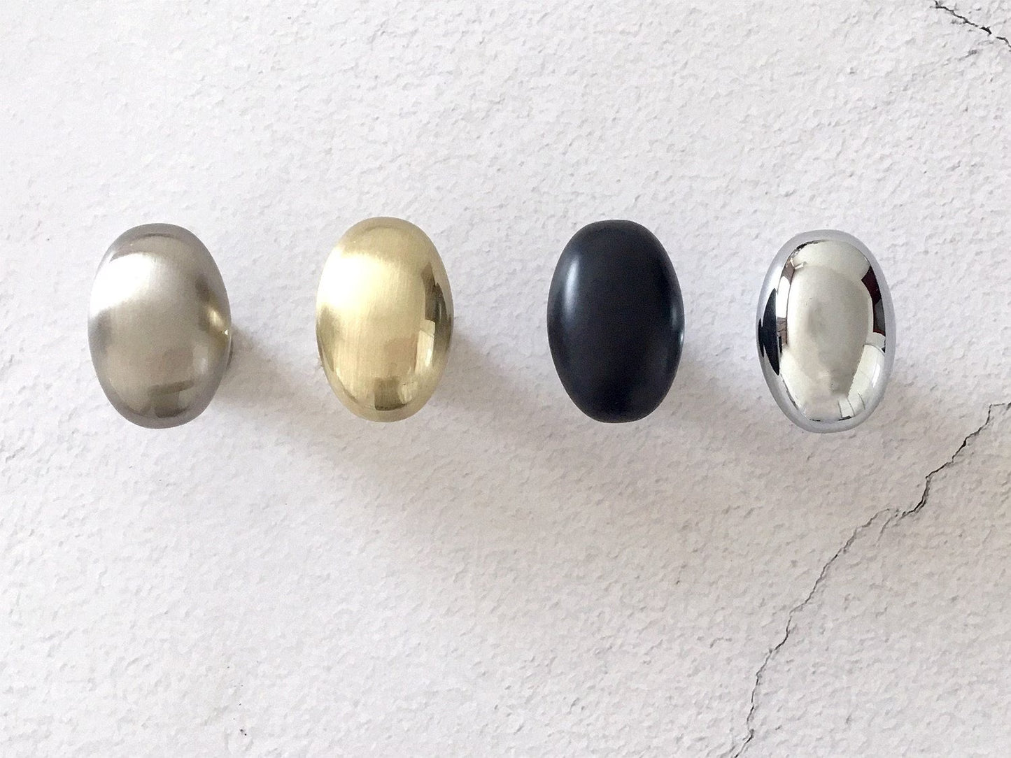 Egg Knob Cabinet Drawer Pull Oval Lynns Hardware Gold Nickel Black Chrome
