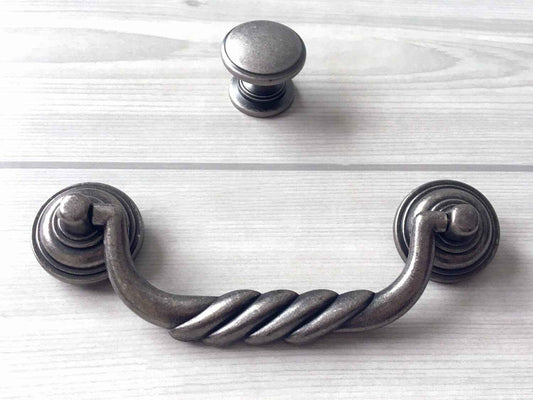Antique Pewter Swing Bail Drawer Pull - 4 1/2" 4.5 Inch