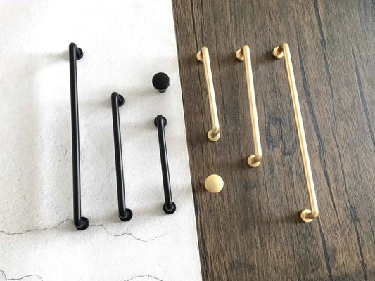 3.75" 5" 7.5" Minimalist Cabinet Slim D Handle - Black/Gold