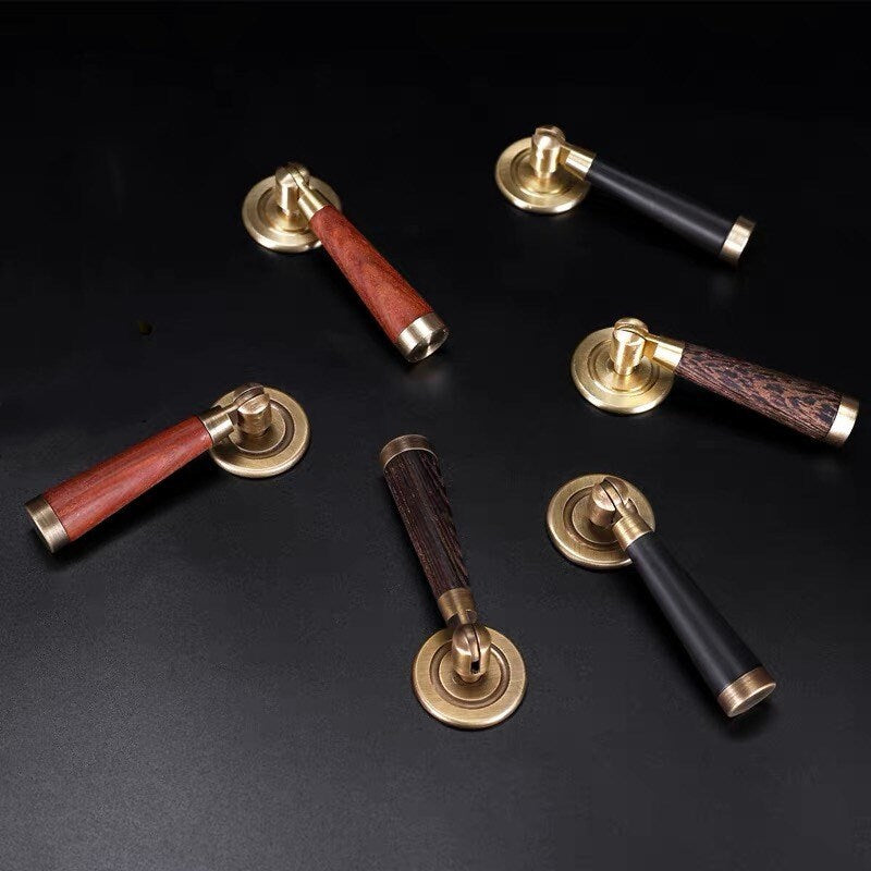 traditional vintage style wood and metal pendant drawer knobs