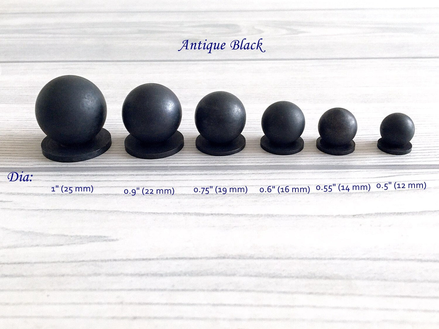 antique black tiny cupboard sphere knobs