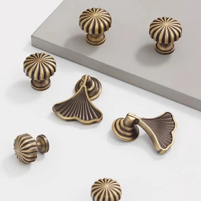 modern antique bronze pumpkin knobs and ginkgo pendant pulls