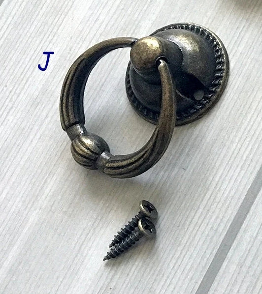 Drawer Knob Vintage Look Antique Bronze Drop Cabinet Pull Hardware