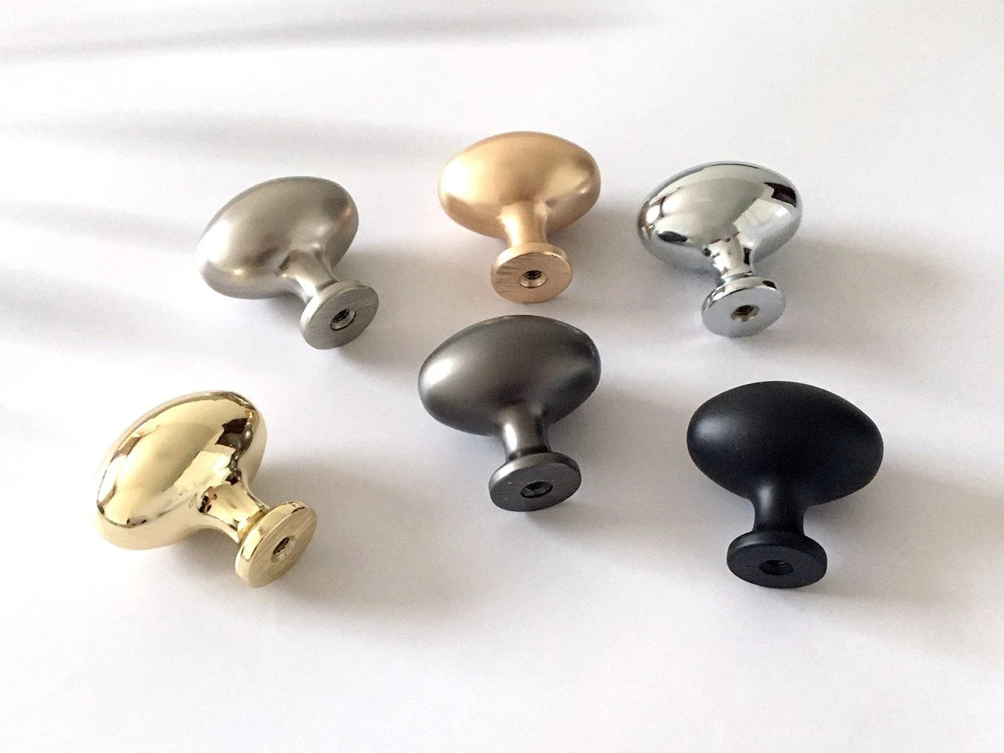 Eierknopf Schrankknöpfe Oval Schubladengriff Lynns Hardware Gold Nickel Schwarz