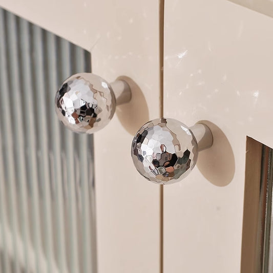 Hammered Brass Knobs Polished Chrome Silver Drawer Pulls Kitchen Hardware