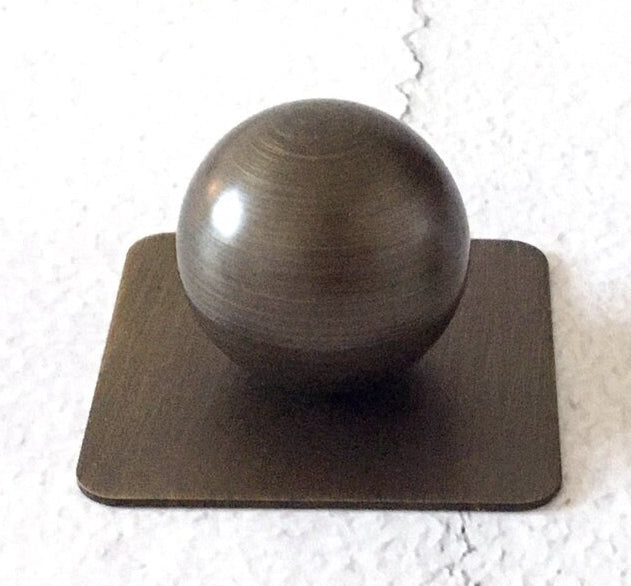 Ball Brass Knobs with Square Backplate, Brushed Gold, Matte Black, Coffee Bronze
