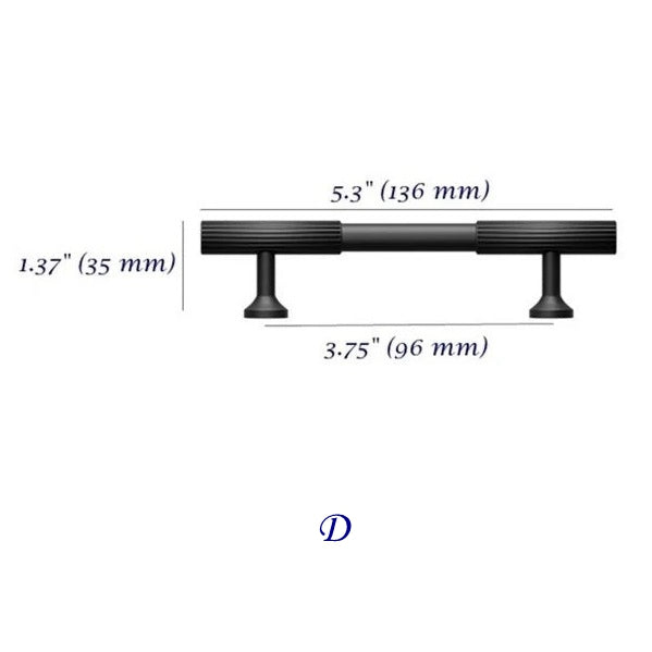 3.75 inch Kitchen Cabinet Hardware Black Knurled Pull 96 mm