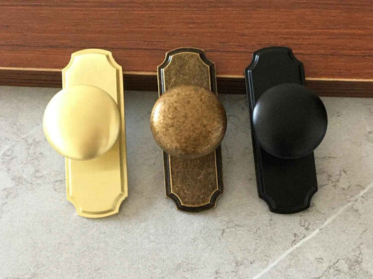 Cabinet Knob with Backplate - Gold, Black & Antique Bronze