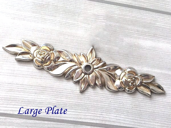 Drawer Knobs with Backplate, Shabby Chic, White Antique Silver