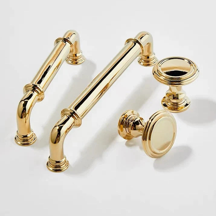 luxury polished brass kitchen pulls with 3-3/4 and 5 inch hole spacing